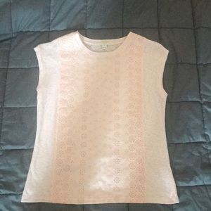 JCREW Pink eyelet sleeveless tee.